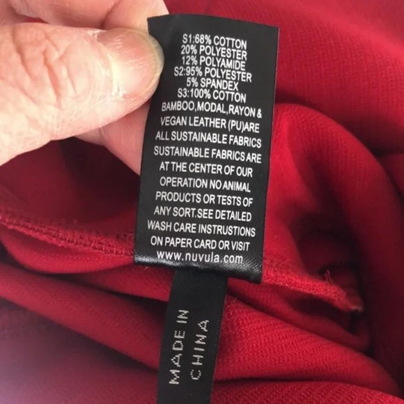 NWOT Nuvula New York Red pink and burgundy patchwork designer pants size L 10 - Picture 5 of 7